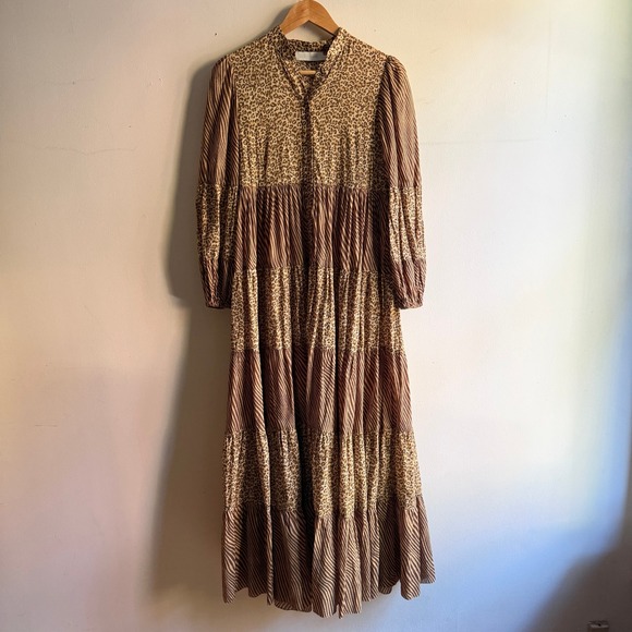 Zimmermann Dresses & Skirts - Zimmermann Maxi Cotton Summer Dress Tiered Animal Print Brown Size 0